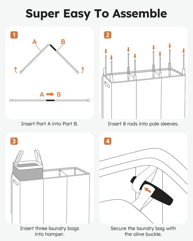 Detalle 2 de SOLEDI Wäschekorb 180 l mit 3 Fächern