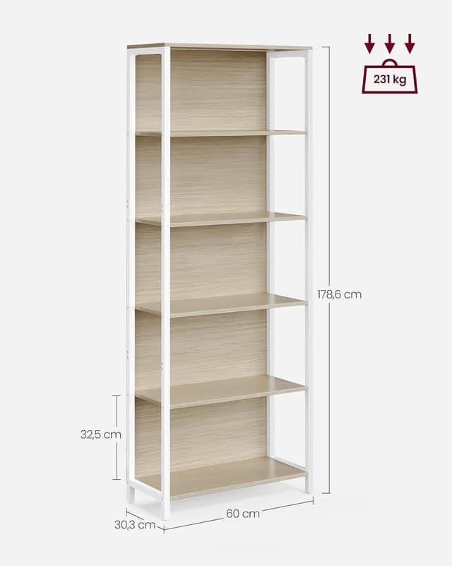 Thumbnail 1 de VASAGLE scaffale a 6 ripiani con luci LED dimmerabili LLS120LL01, beige naturale