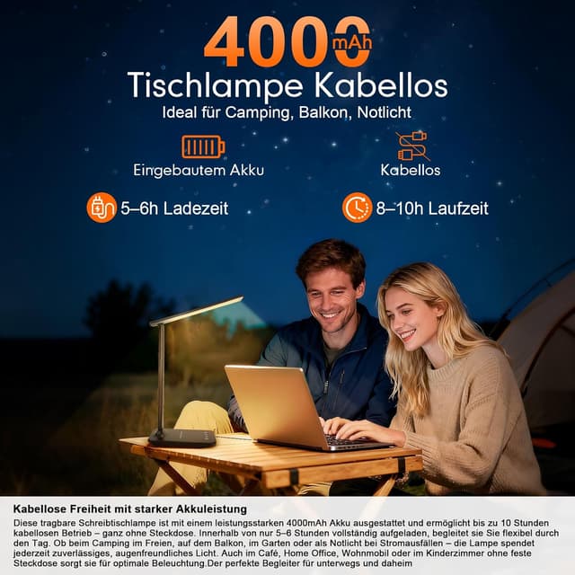 Detalle 2 de karidi Schreibtischlampe 4000mAh kabellos