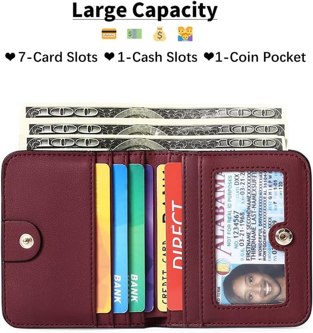 Thumbnail 1 de GAEKEAO Women’s RFID Blocking Leather Compact Bi-fold Wallet with ID Window