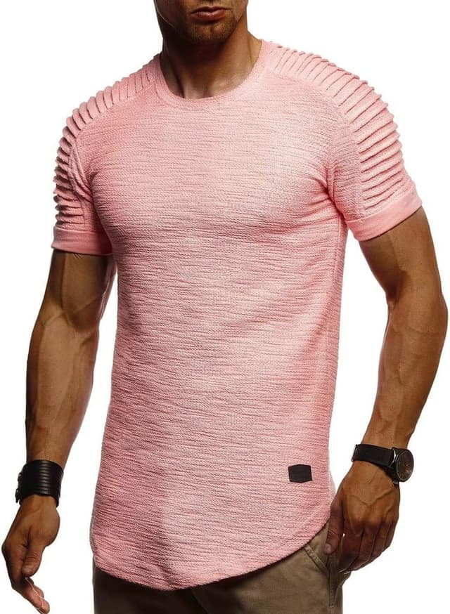 Detalle de Leif Nelson T-shirt d’été homme à col rond en 100 % coton, coupe droite