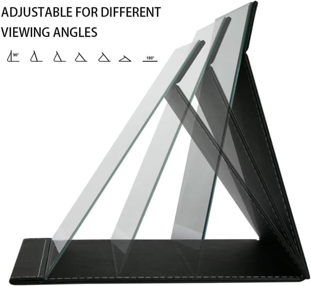 Detalle 2 de OSDUE Specchi da Tavolo pieghevole in pelle PU: specchio trucco/viaggio oversize