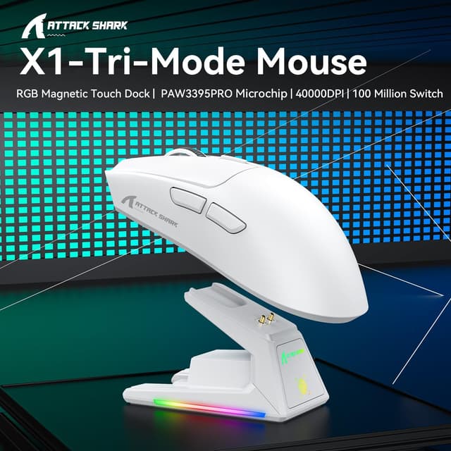 Thumbnail 6 de ATTACK SHARK X1 Gaming Mouse with Touchpad RGB Charging Dock (PixArt PAW3395PRO, 40000 DPI) – Black