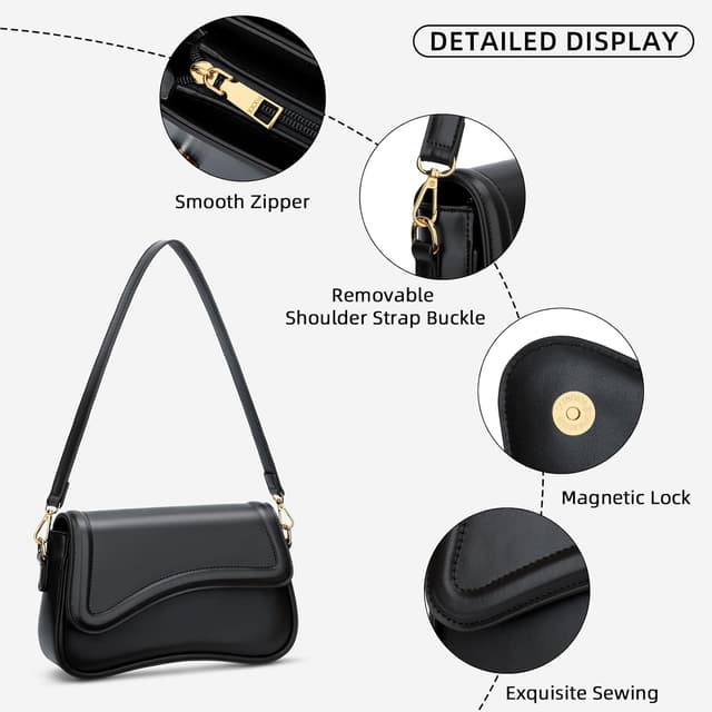 Detalle de KKXIU Small Shoulder Bag for Women with Detachable Strap and Gold Chain