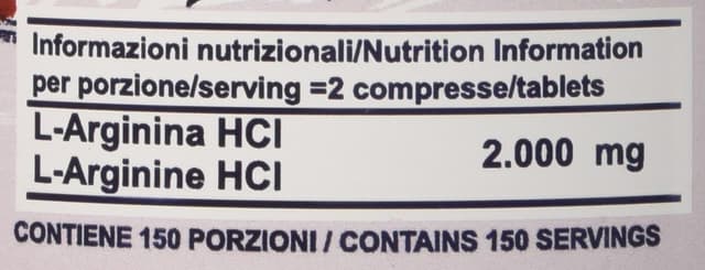 Detalle de Arginina PROLABS Pure 1.000 mg per 300 compresse