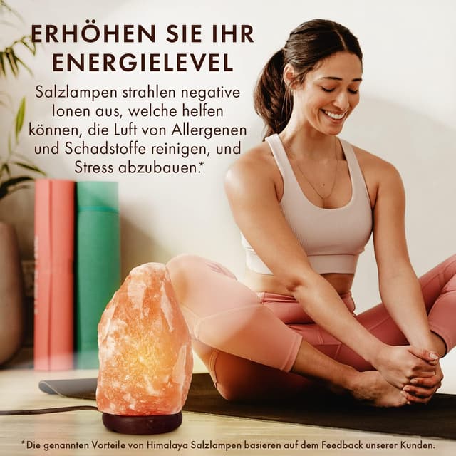 Detalle de The Body Source Himalaya Salzlampe (3–5 kg) mit Dimmerschalterlicht auf Holzständer – Nachtlicht mit 10-W-Glühbirnen & Geschenkbox