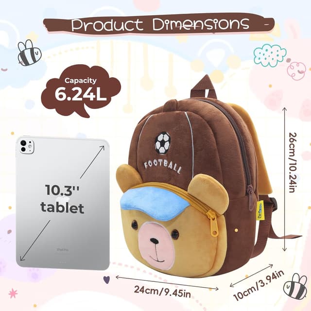 Detalle de PROTAURI sac à dos enfant 1 à 4 ans motif ourson footballeur (cartable maternelle léger)