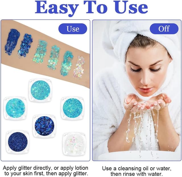 Detalle de AOOWU Festival gel glitterato per viso e corpo con 6 colori