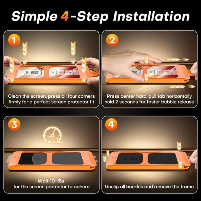 Thumbnail 6 de TOCOL Full Coverage Tempered Glass Screen Protector (2-Pack) for iPhone 17 Pro / iPhone 16 Pro (6.3 Inch)