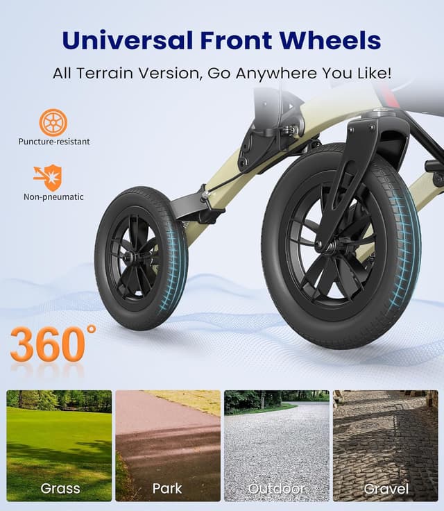 Detalle de VOCIC All Terrain rollator walker 12 inch