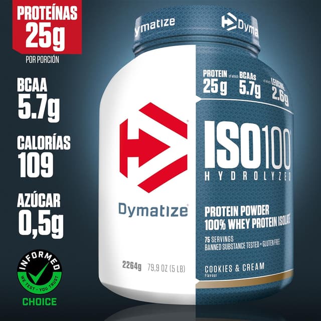 Detalle 2 de Dymatize ISO 100 Hydrolyzed Cookies & Cream 🍪 2264g