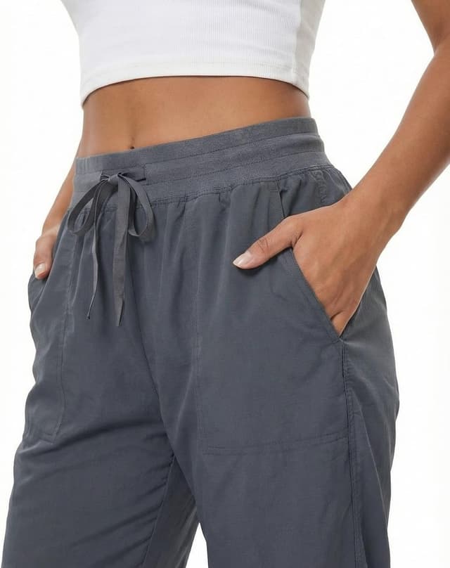 Detalle de Zylioo Extra Long Joggers for Tall Women (32"/34") – Lightweight ruched-leg sweatpants