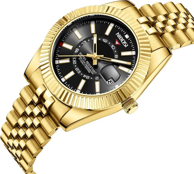 Detalle 2 de NIBOSI Orologio da polso uomo stile business dress analogico al quarzo, impermeabile 3 ATM con datario e cinturino in acciaio inox