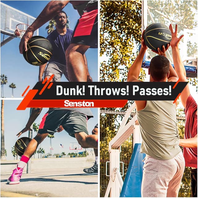 Detalle de Senston Basketball Größe 7 mit Pumpe – Outdoor-Basketball mit Anti-Rutsch-Grip