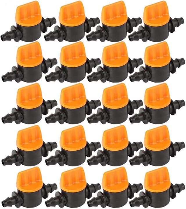 Detalle de Hydrogarden Valvola di arresto per irrigazione a goccia con raccordo rapido per tubi 1/4" (4/7 mm), 20 pezzi