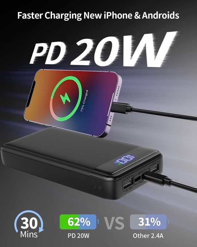Detalle de XGXL Power Bank 26.800 mAh mit 22,5 W (PD 3.0 & QC 4.0) und LED-Anzeige