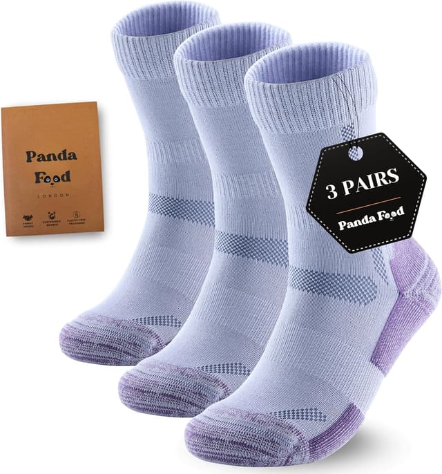 Detalle de PANDA FOOD Premium Bamboo Outdoor Walking Socks (3 Pack) – Anti-Blister Warm, Breathable Unisex Cushion & Arch Support