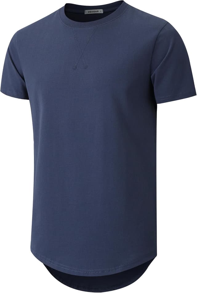 Detalle de Herren Rundhalsmantel T-Shirt mit 100% Baumwolle