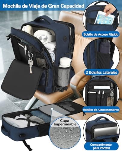 Detalle 2 de KLOSTAIN Mochila de cabina de avión 45x36x20 cm y 30 L para portátil de 15,6" (azul oscuro)