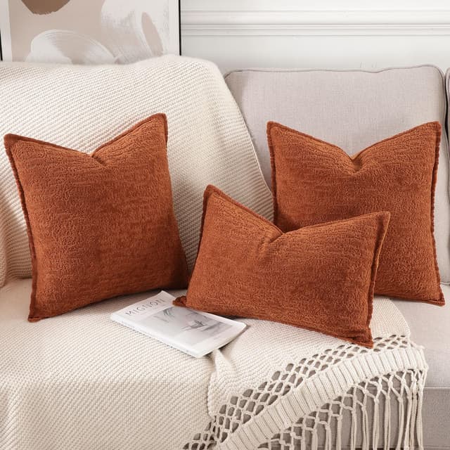 Detalle de Madizz 2er-Set Chenille-Samt Kissenbezüge mit Randdekor (ohne Füllung) für Sofa, Boho & Schlafzimmer – 40x80 cm