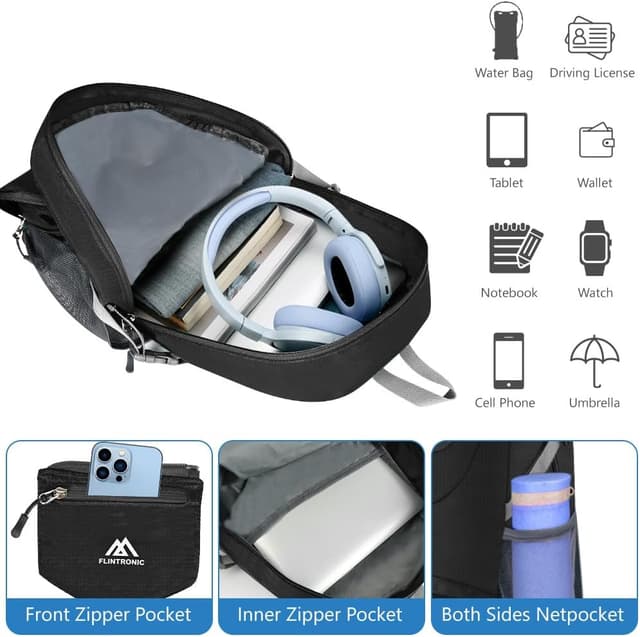 Detalle 2 de flintronic Zaino pieghevole ultraleggero da trekking e ciclismo (20 litri) impermeabile