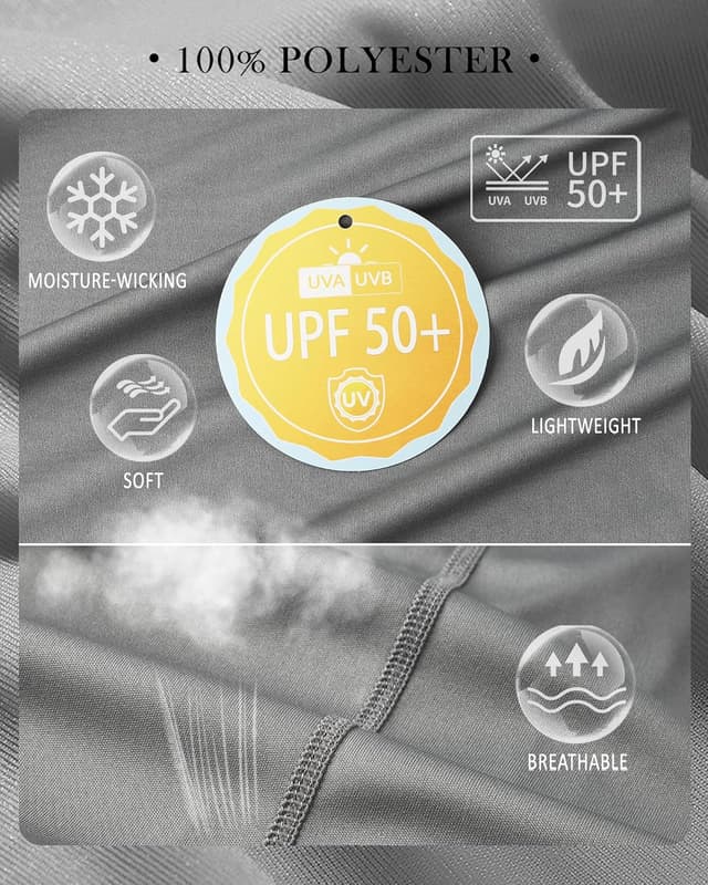 Detalle de Tansozer Men’s UV Rash Vest UPF 50+ Long Sleeve Quick-Dry Sports Top