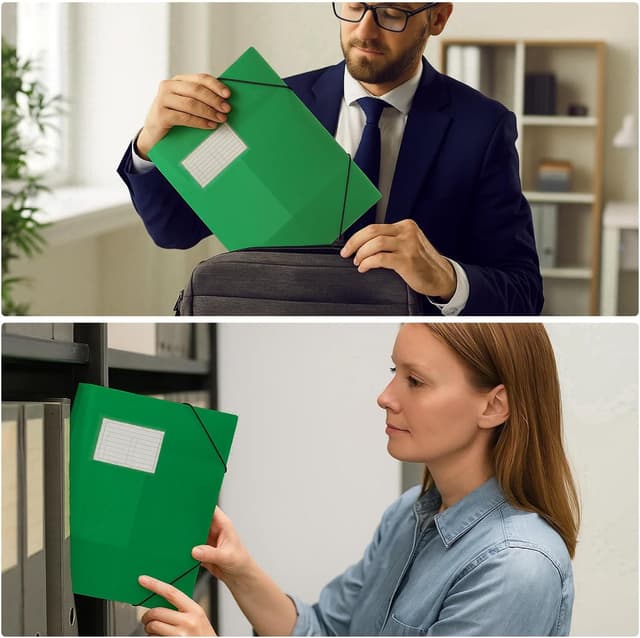 Thumbnail 6 de DoocliB Postmappe A4 Schule Grün – 3er-Set Sammelmappe mit Eckspanner und Gummibandbefestigung