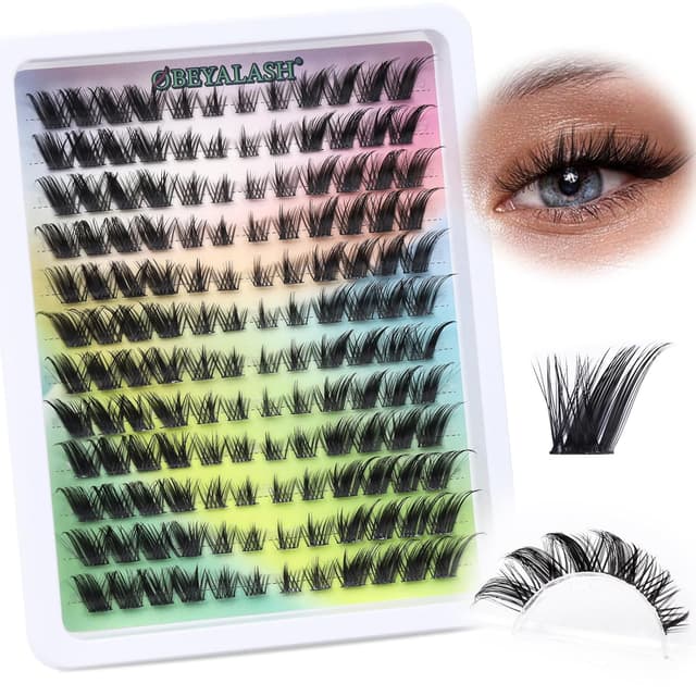 Detalle de Obeyalash künstliche Wimpern natürlich (C-Curl), einzeln & als Cluster-Set, 10–13 mm, 84 Stück – DIY-Wimpernverlängerung