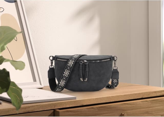 Thumbnail 6 de YISUOHOOM Damen Bauchtasche, kleine Crossbody-Bag aus veganes PU-Leder – grau
