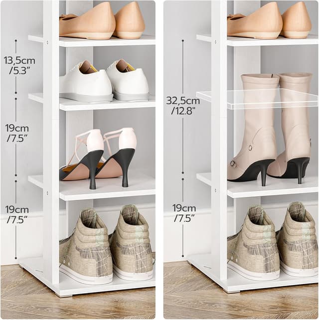 Detalle de HOOBRO Zapatero Vertical de 7 Niveles 🥿 Ahorro de Espacio Blanco