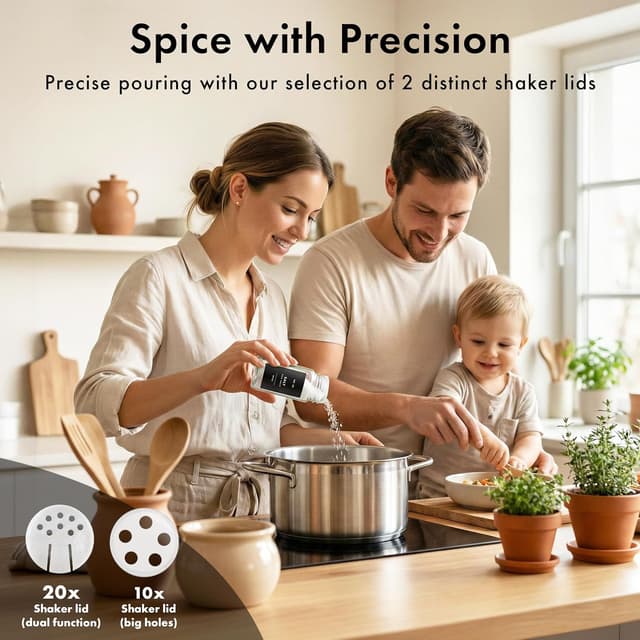 Detalle 2 de EDELHAUS Square Spice Jars 4oz, 24-pack 🧂