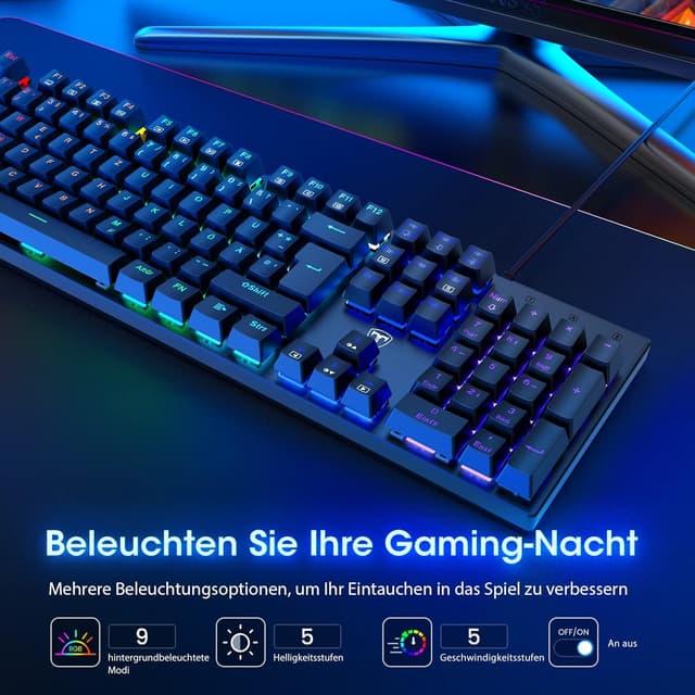 Thumbnail 1 de RisoPhy Mechanische Gaming-Tastatur 104 Tasten
