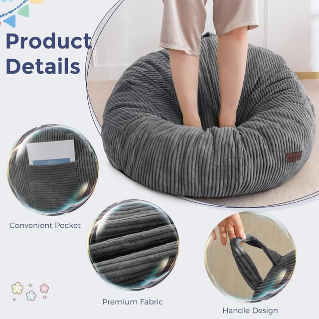 Thumbnail 2 de MAXYOYO Sillón Puff de Pana con Reposapiés