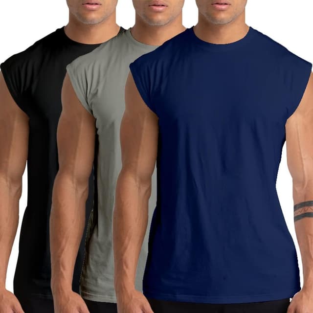 Thumbnail 6 de Holure men’s cotton gym tank tops (1, 3 or 5 pack) – sleeveless workout muscle tees