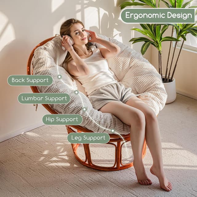 Thumbnail 6 de HIGOGOGO Papasan Cushion 48x48 Corduroy