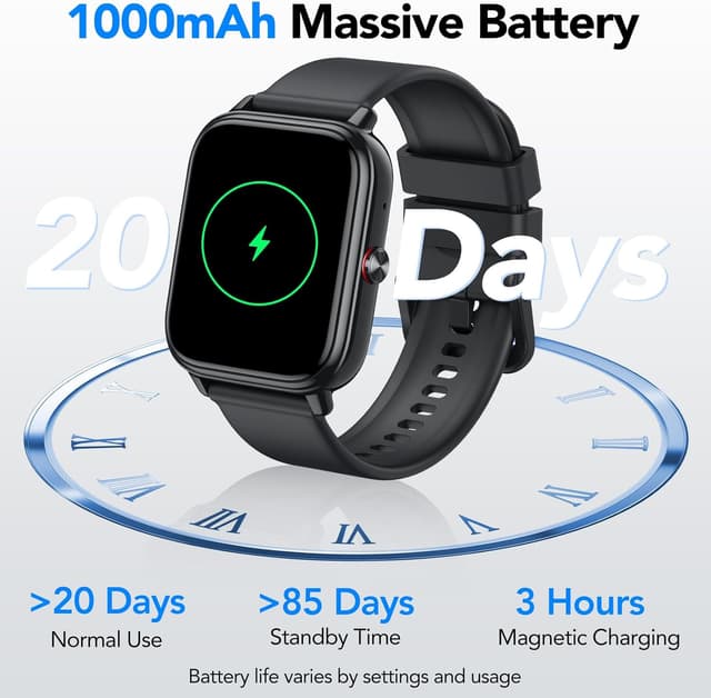 Thumbnail 1 de Montre connectée 1,83" HD pour femme et homme – autonomie jusqu’à 20 jours, appels Bluetooth, cardio et 112 modes sport