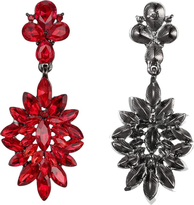 Detalle 2 de Boucles d’oreilles pendantes Clearine en cristal strass, motif goutte d’eau – bijoux vintage pour femme