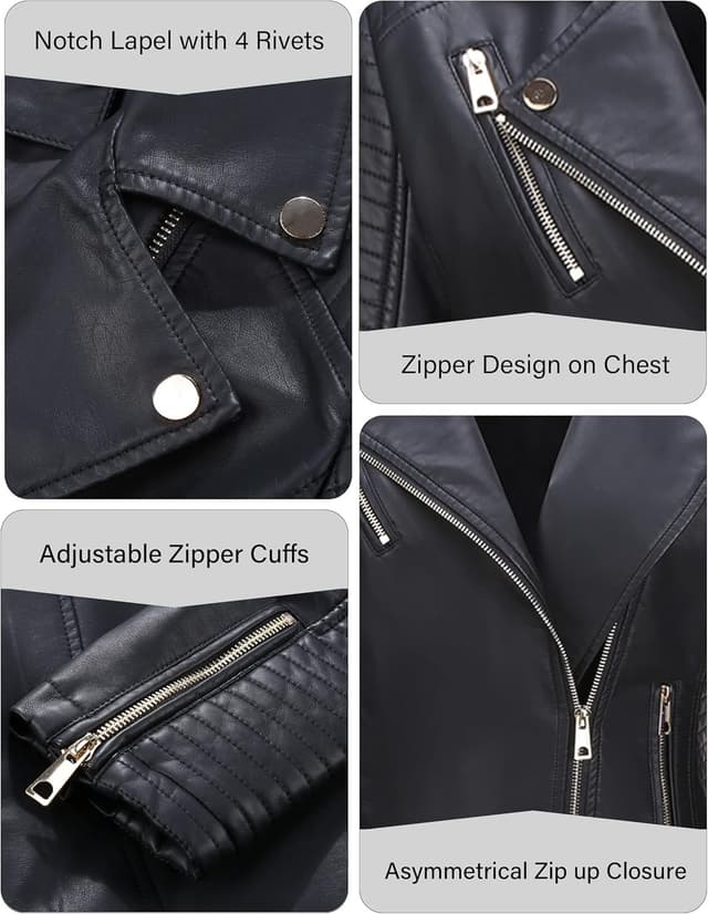 Thumbnail 6 de Bellivera Women’s Faux Leather Casual Jacket (2025 Spring Trendy Motorcycle Outfit)