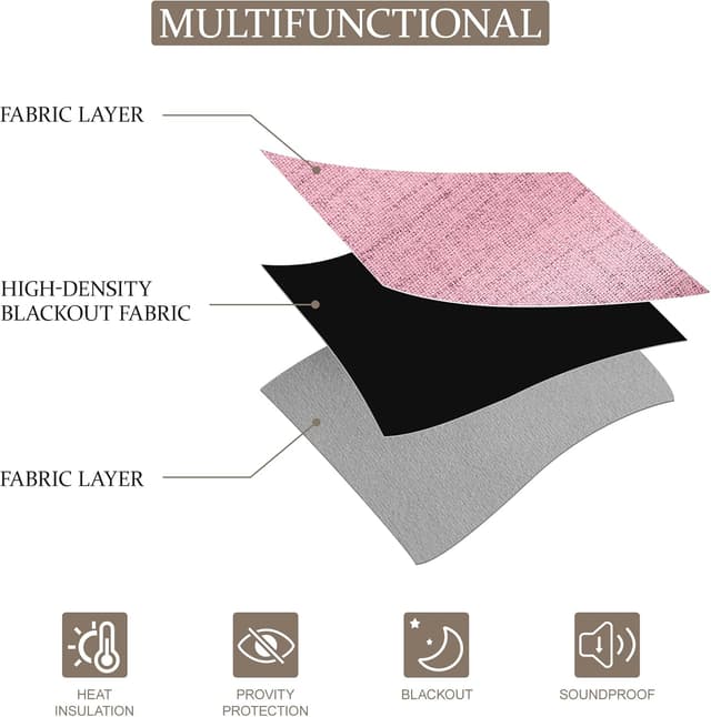 Thumbnail 2 de CUCRAF Pink 100% Blackout Curtains 84in