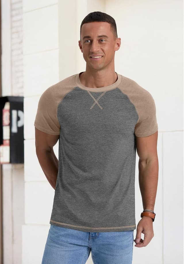 Detalle 2 de QIXING Herren T-Shirt Baumwolle 5% Elasthan