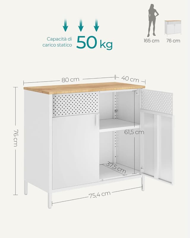 Thumbnail 1 de SONGMICS Armadio metallico 40x80x76 cm beige/bianco 🗄
