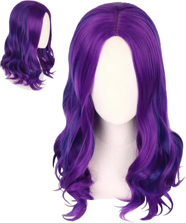 Detalle de CWENDANER Peluca morada cosplay 61 cm diadema ajustable