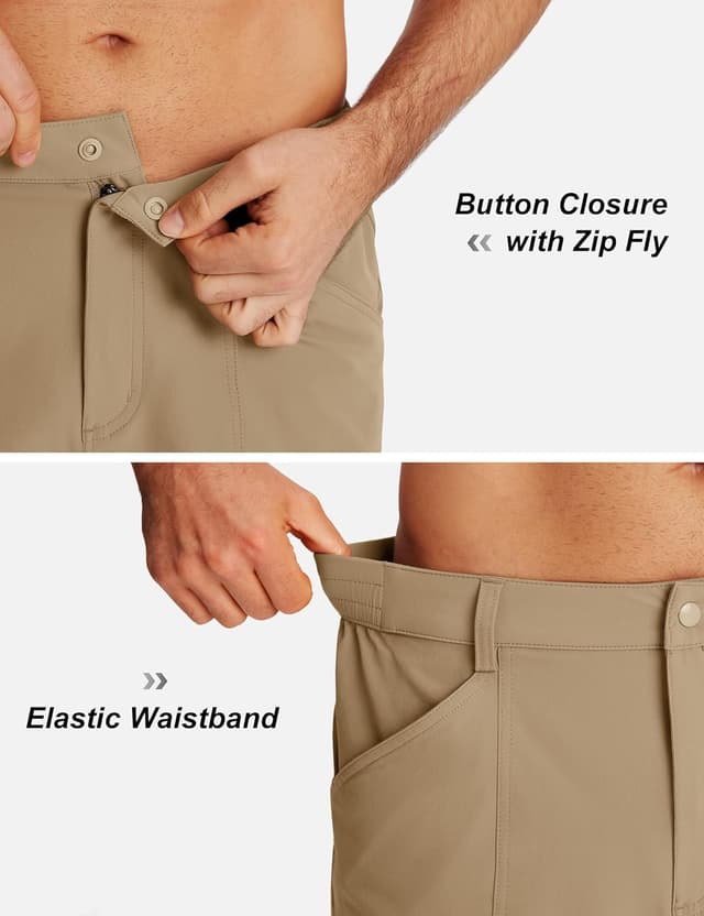 Detalle de TACVASEN men’s cargo work shorts with quick-dry fabric and zip pockets