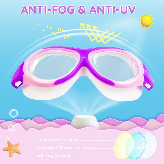 Thumbnail 4 de MOMUSE occhialini da nuoto per bambini 12-18 anni (visiere M-L) anti-appannamento e ampia visione