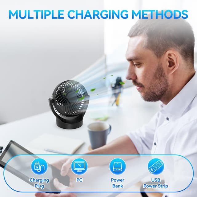 Detalle 2 de Ventilatore da tavolo portatile a 5 velocità