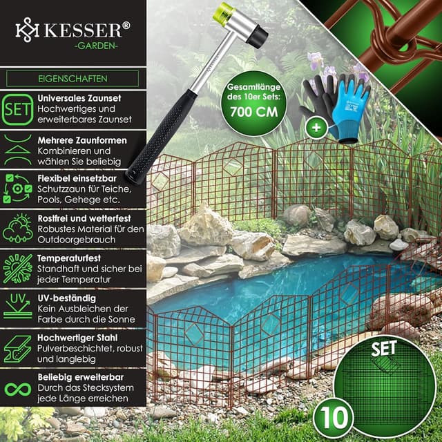 Thumbnail 1 de KESSER® Valla de Jardín para Estanque con Arco, Set de 10 🏡