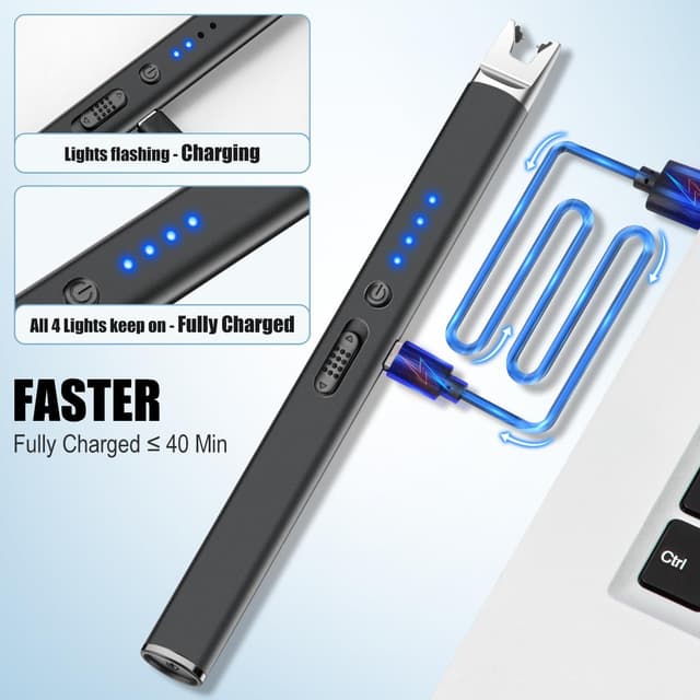 Detalle 2 de lcfun Electric Candle Lighter 2 Pack (Long Reach, USB C Rechargeable, Flameless Plasma Lighters)