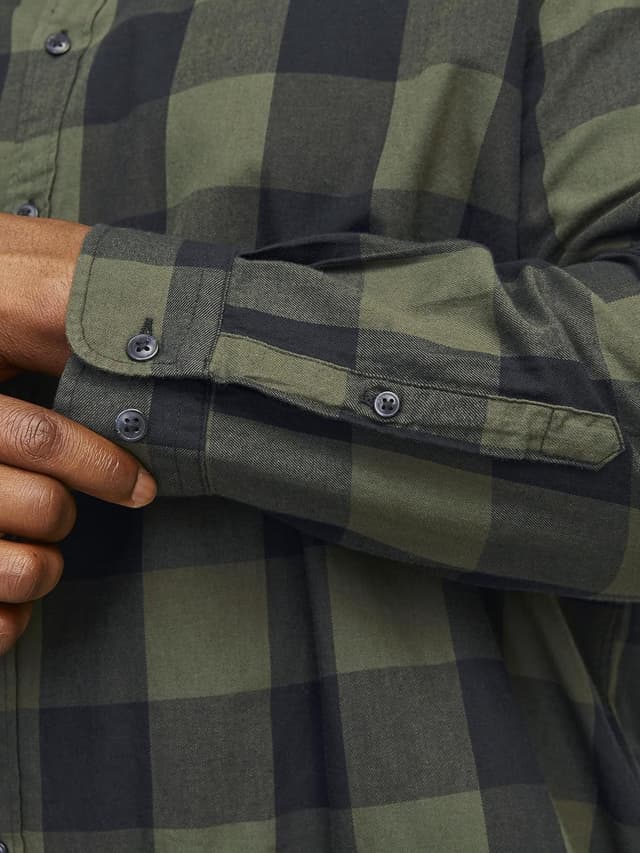 Thumbnail 6 de Jack & Jones Jjegingham Camisa L/S Verde Dusty Olive 👔 5XL