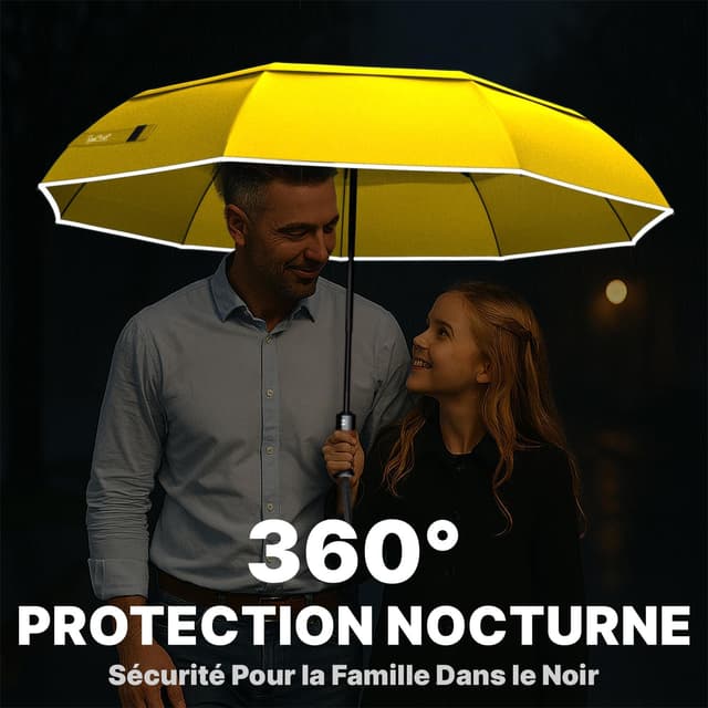 Detalle de Royal Walk Parapluie de poche automatique jaune avec double toit coupe-vent (L)