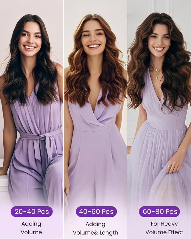 Detalle de LaaVoo Tape-in Echthaar Extensions 55 cm, 100 g Ombre #2/8/2 (40 Strähnen)